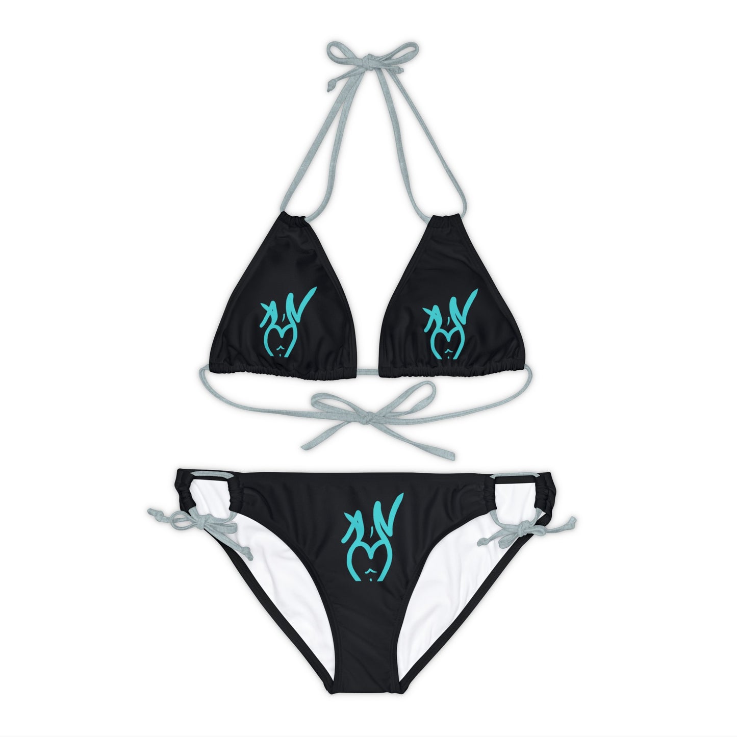 ABNDE Teal On Black Bikini Set