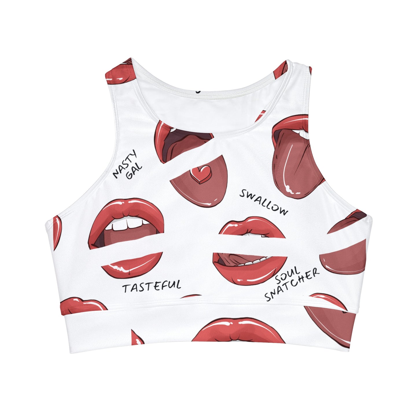 Soul Snatcher Red Lips High Neck Crop Bikini Top