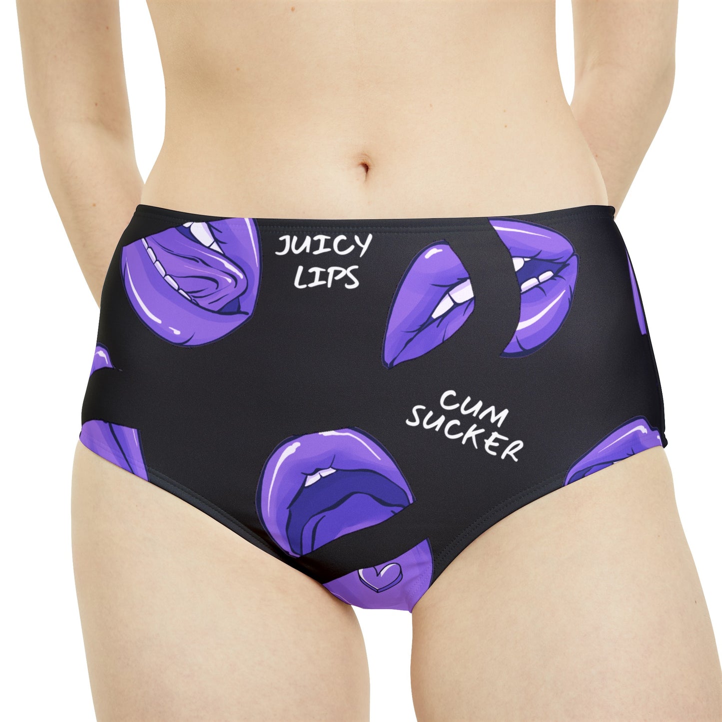 Soul Snatcher Purple Lips High-Waist Hipster Bikini Bottom