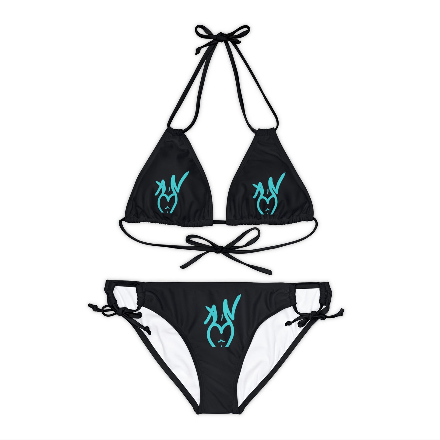 ABNDE Teal On Black Bikini Set