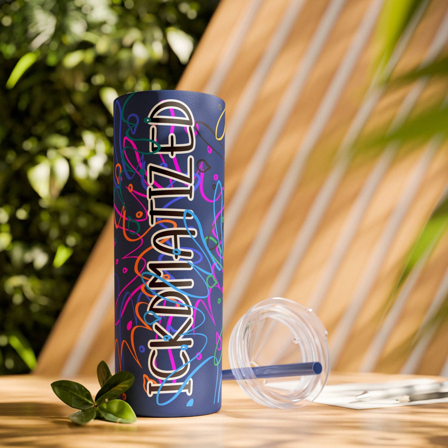 Ickdmatized Skinny Tumbler with Straw, 20oz