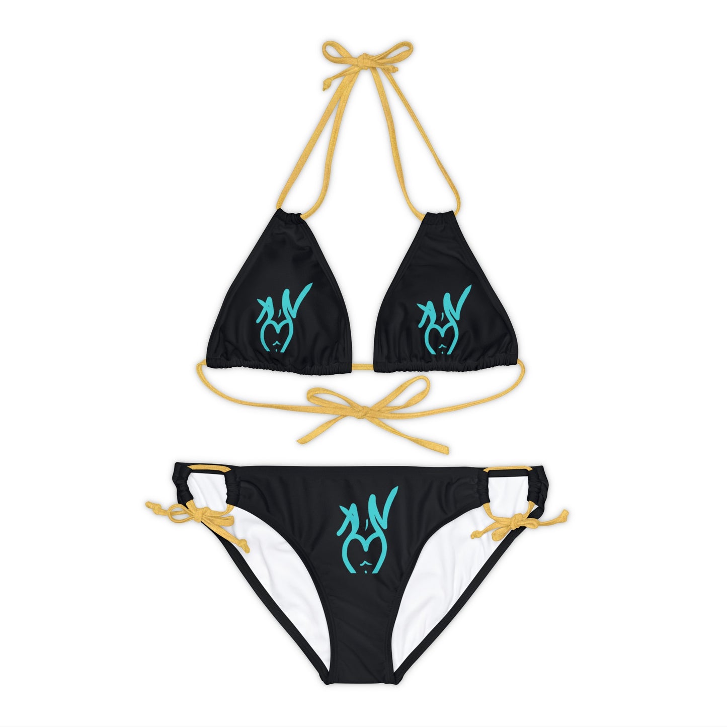 ABNDE Teal On Black Bikini Set