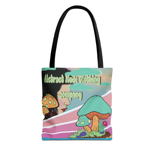 Turquoise Trippy Mushroom Tote Bag